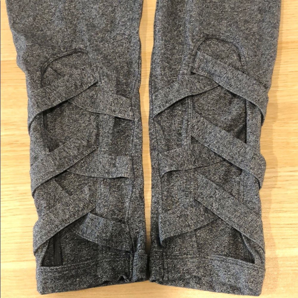 Heather Gray Criss Cross Detail Leggings